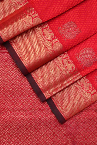 Rich Crimson Red Kanchipuram Handloom Silk Cotton saree