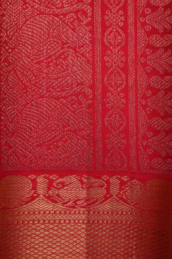 Rich Crimson Red Kanchipuram Handloom Silk Cotton saree