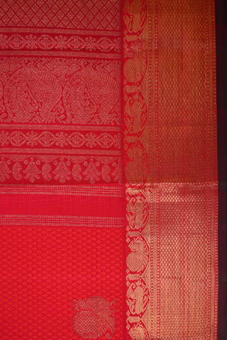 Rich Crimson Red Kanchipuram Handloom Silk Cotton saree