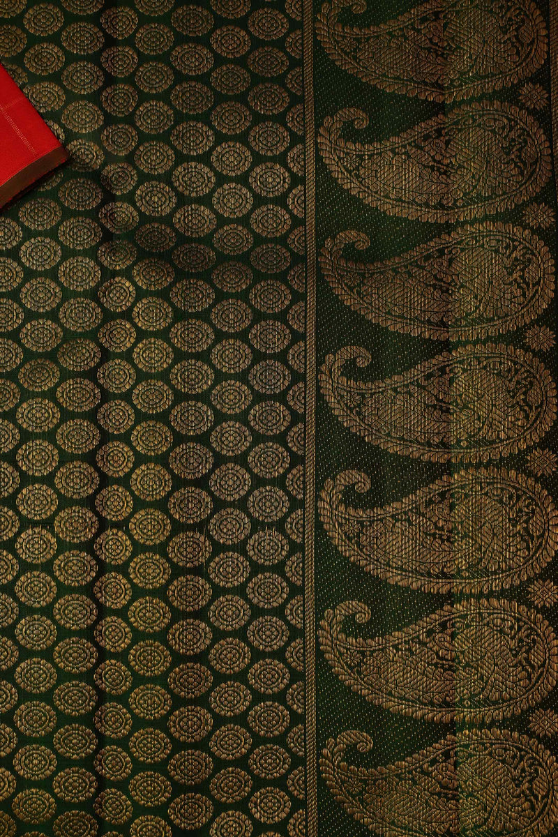 Red and Dark Green Kanchipuram Handloom Silk saree
