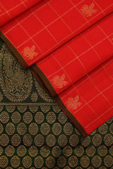 Red and Dark Green Kanchipuram Handloom Silk saree