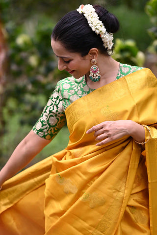 Yellow Kanchipuram Saree