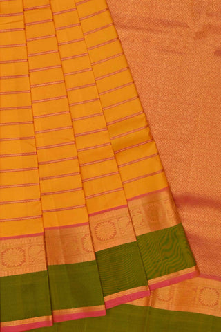 Yellow, Light Pink & Light Green Kanchipuram Handloom Silk Saree