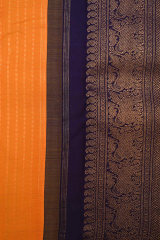 Dual Tone Yellow-Orange and Blue Kanchipuram Handloom Silk saree