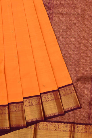 Dual Tone Orange-Yellow n Purple Kanchipuram Handloom Silk saree