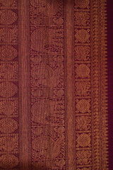 Dual Tone Orange-Yellow n Purple Kanchipuram Handloom Silk saree