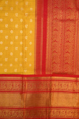 Yellow and Red Kanchipuram Handloom Silk saree