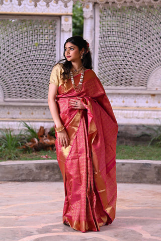 Rani Pink Kanchipuram Handloom Silk saree