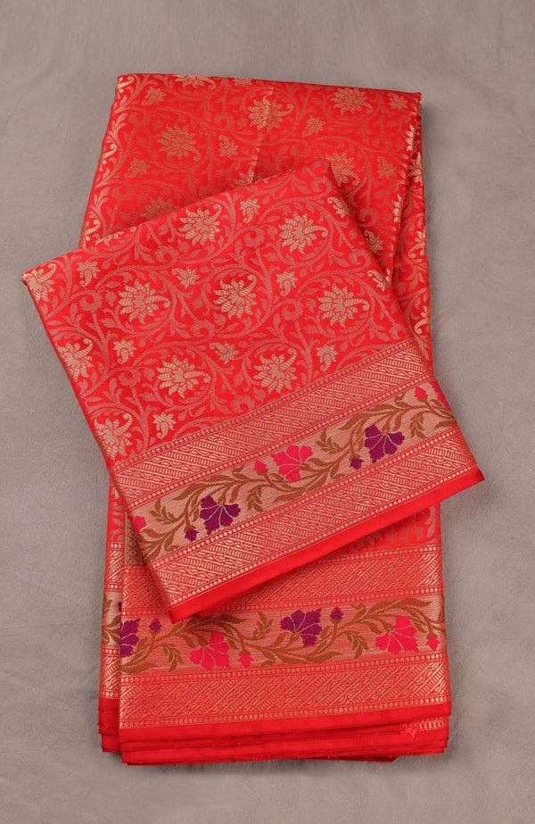 Red Banarasi Blended saree