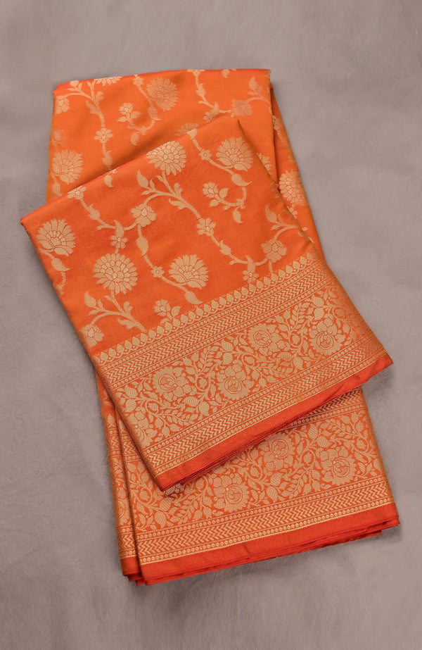 Rust Banarasi Blended Saree