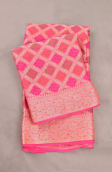 Pink Banarasi Chiffon Silk Saree