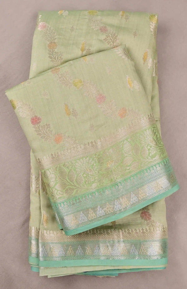 Light Green Soft Banarasi Saree