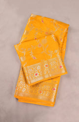 Mustard Soft Banarasi Saree