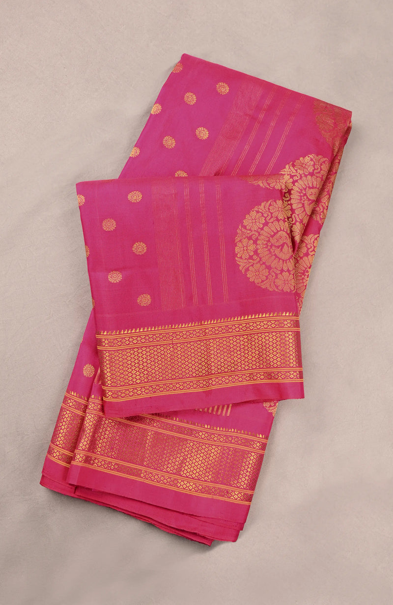 Rani Pink Paithani Pure Silk Saree