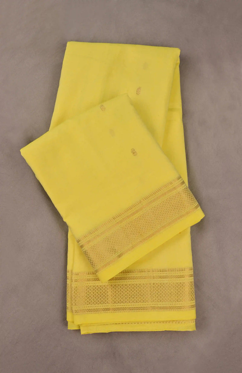 Lemon Yellow Paithani Cotton Saree