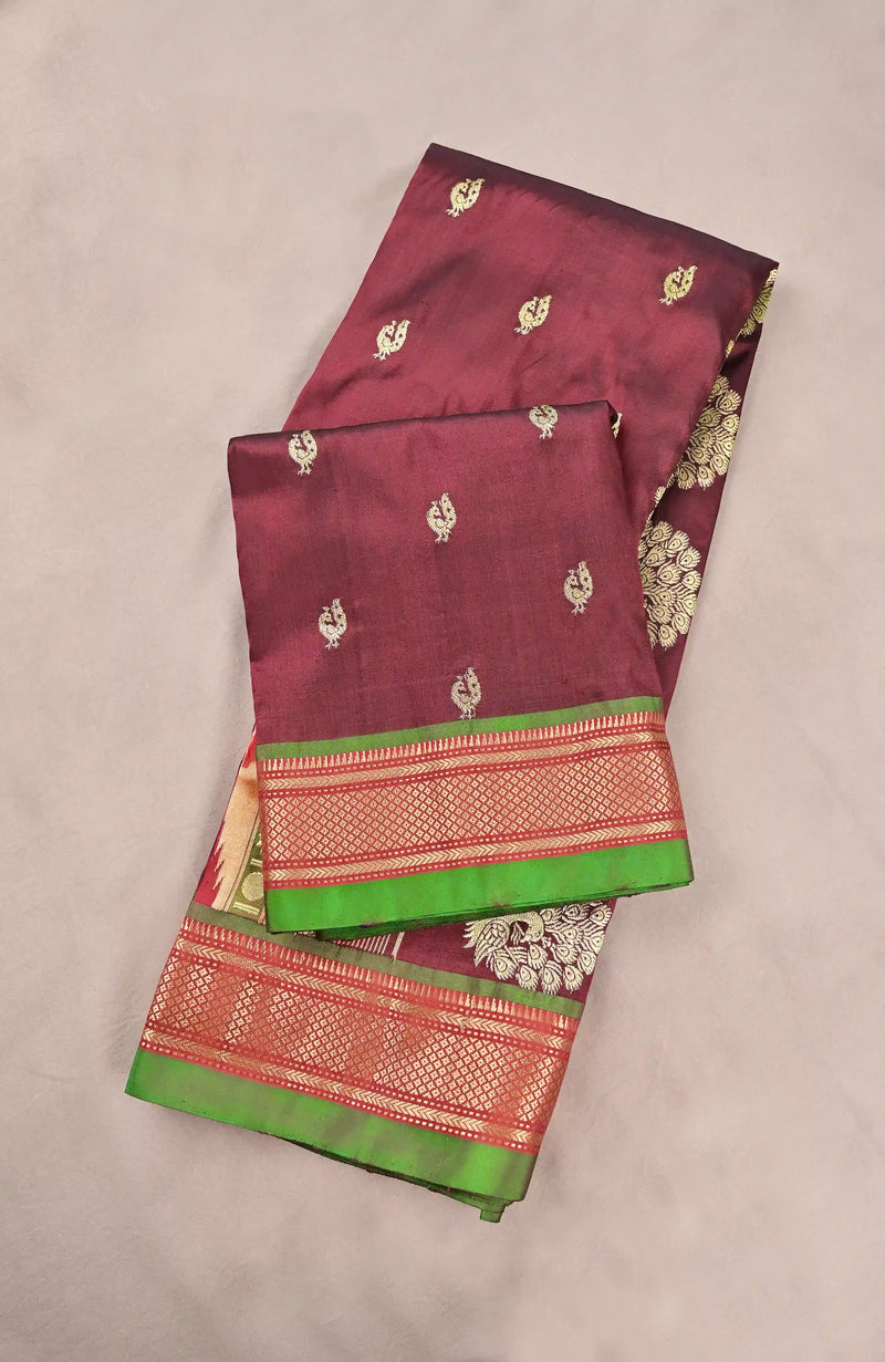 Wine Paithani Saree