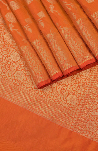 Rust Banarasi Blended Saree