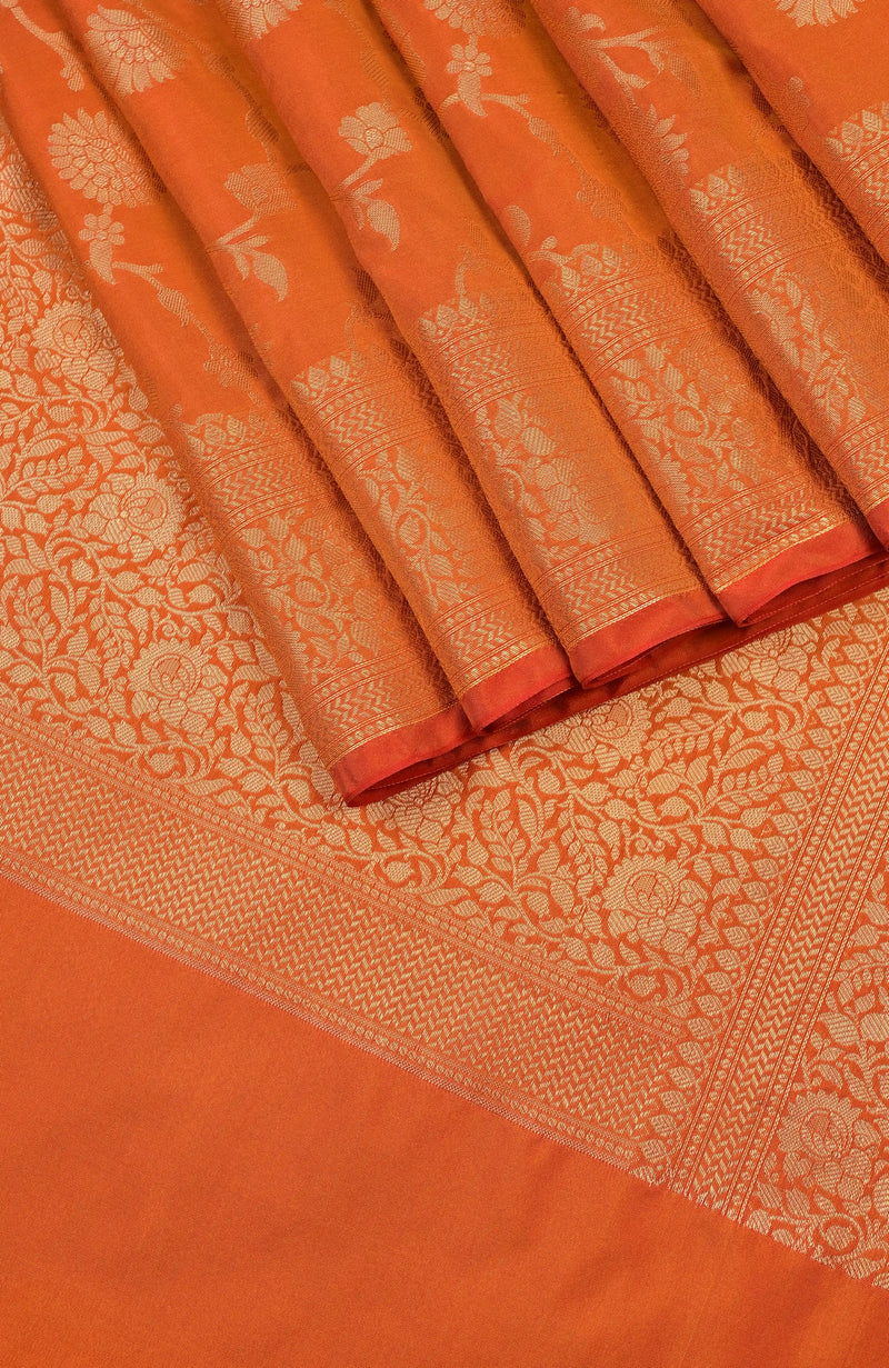 Rust Banarasi Blended Saree