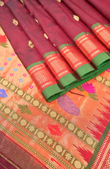 Wine Paithani Saree