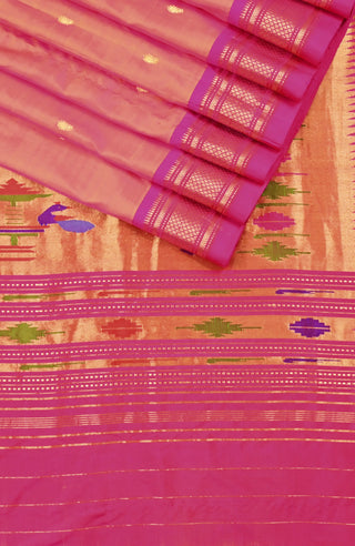 Dual-shaded Pink-Orange Paithani Saree (9 yards)