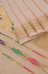 White Paithani Handloom Cotton Saree