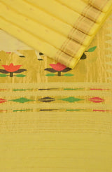 Lemon Yellow Paithani Cotton Saree