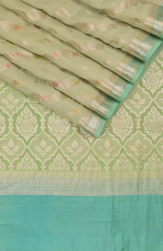 Light Green Soft Banarasi Saree