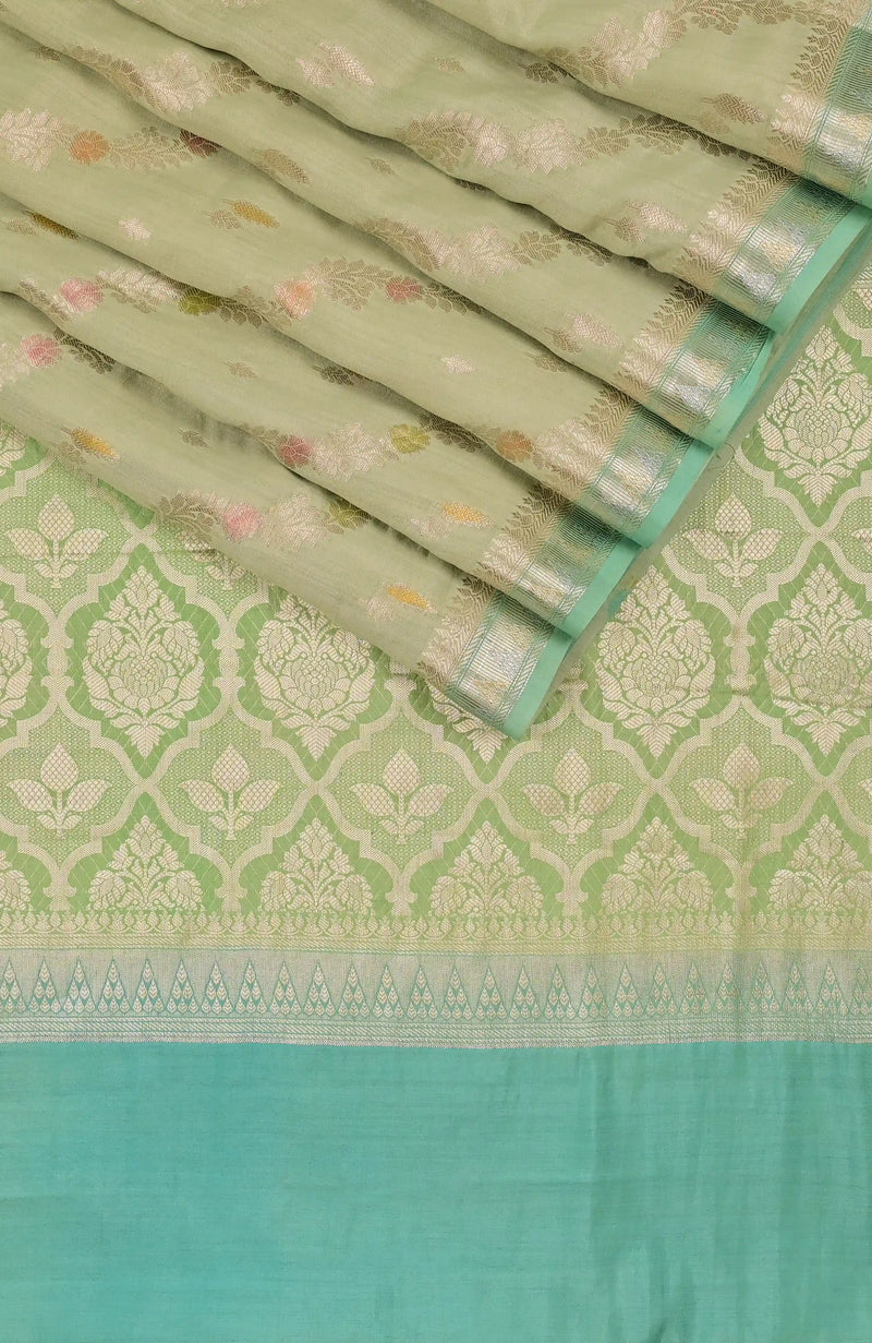 Light Green Soft Banarasi Saree