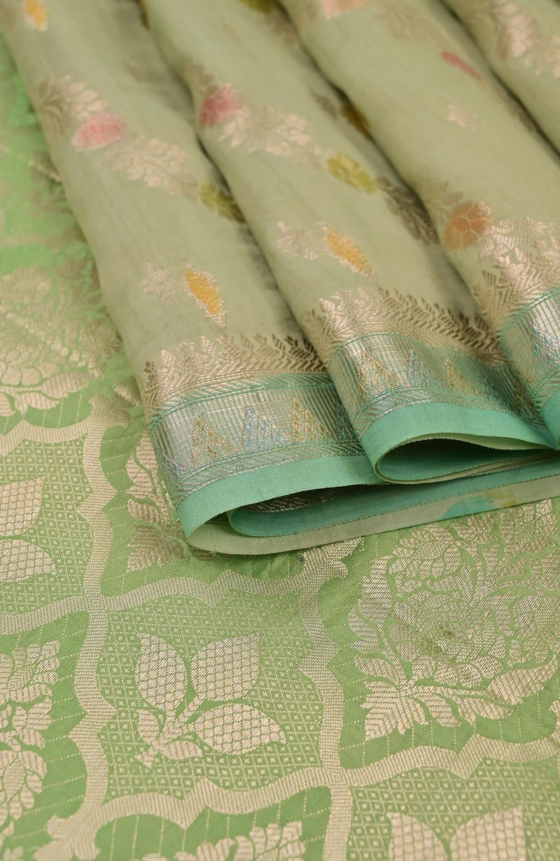 Light Green Soft Banarasi Saree