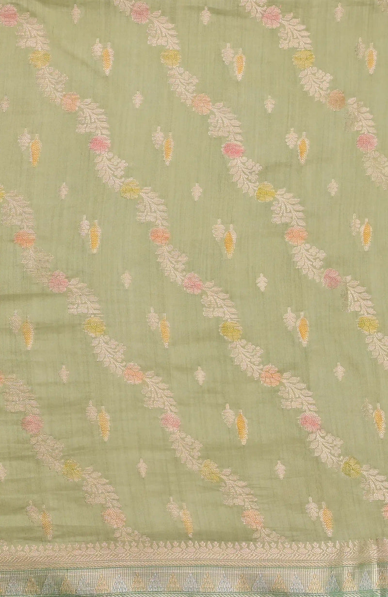 Light Green Soft Banarasi Saree