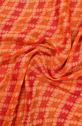 Red & Orange Banarasi Chiffon Silk Saree