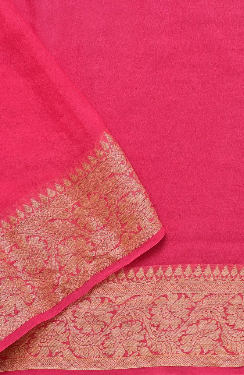 Pink Banarasi Chiffon Silk Saree