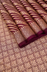 Wine Banarasi Chiffon Silk Saree