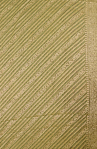 Olive Green Banarasi Chiffon Silk Saree