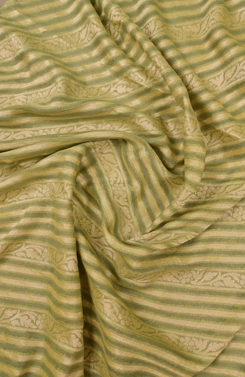 Olive Green Banarasi Chiffon Silk Saree