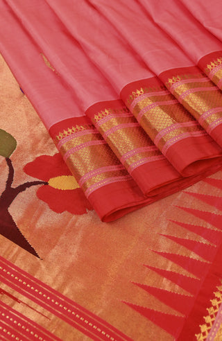 Pink Paithani Pure Silk Saree