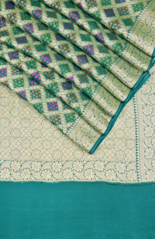 Green Banarasi Chiffon Silk Saree