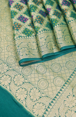 Green Banarasi Chiffon Silk Saree