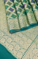 Green Banarasi Chiffon Silk Saree