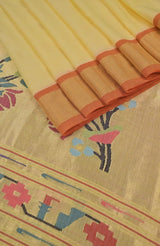 Yellow-Cream Paithani Cotton Saree