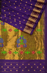 Deep Violet Paithani Pure Silk Saree