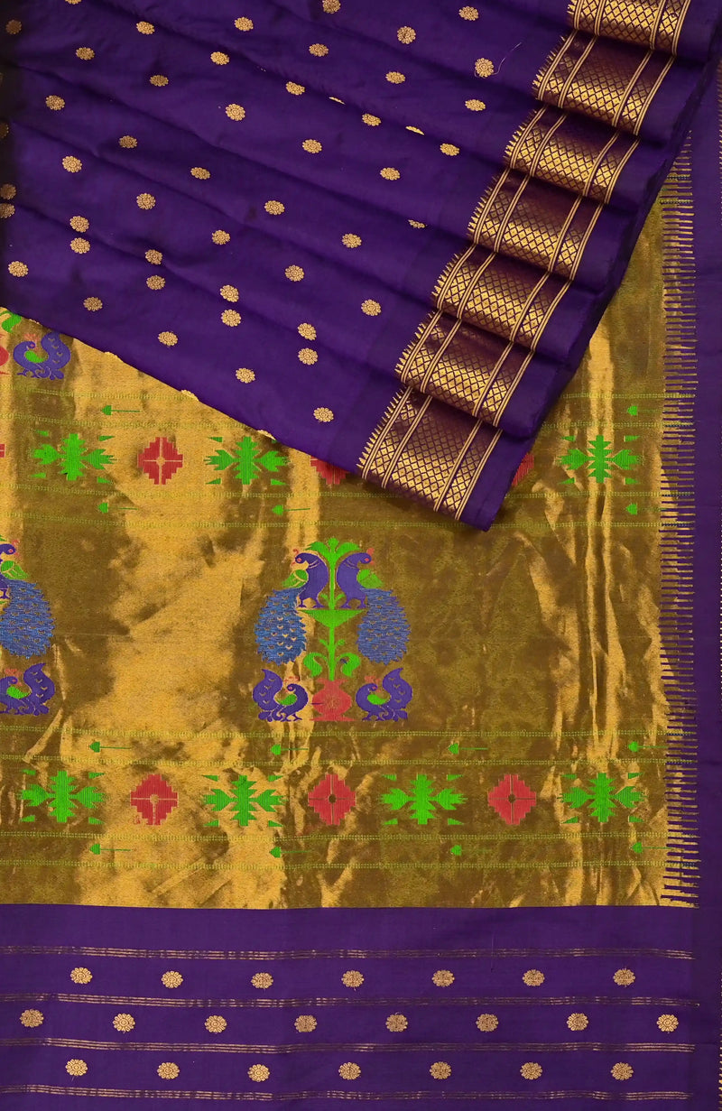 Deep Violet Paithani Pure Silk Saree (9 yards)