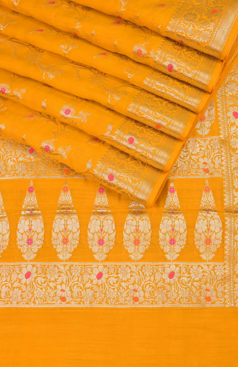 Mustard Soft Banarasi Saree