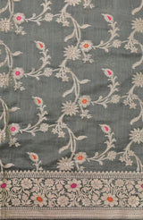 Grey soft Banarasi Saree