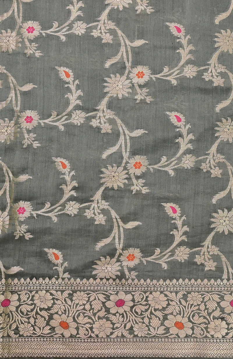 Grey soft Banarasi Saree