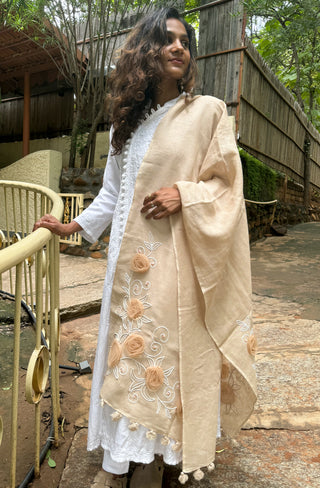 Dusty Beige Linen Stole