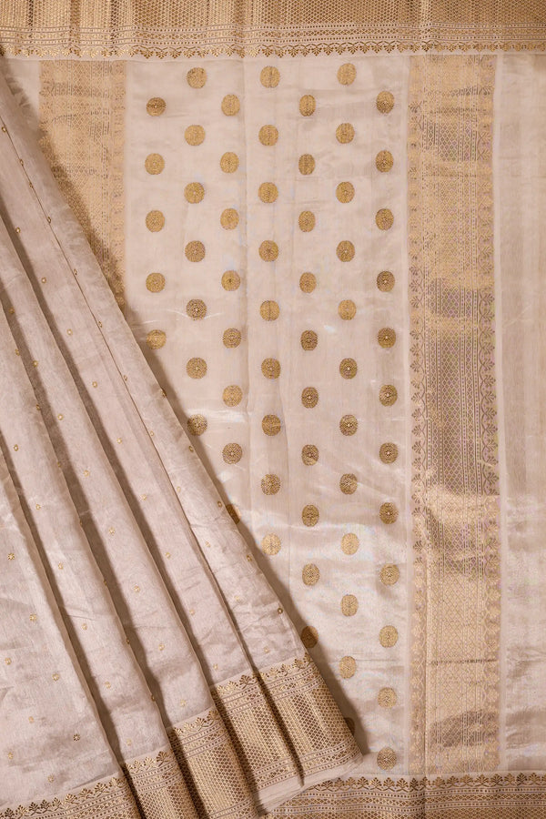 Ivory Chanderi Tissue Silk Saree