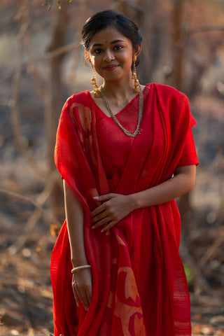 Red Jamdani Saree