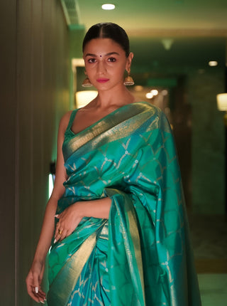 Alia's Teal Green Kanjivaram Silk Saree (Made to Order)