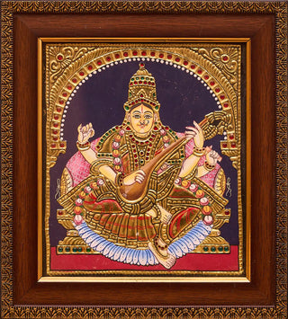 Divine Saraswati Tanjore Painting